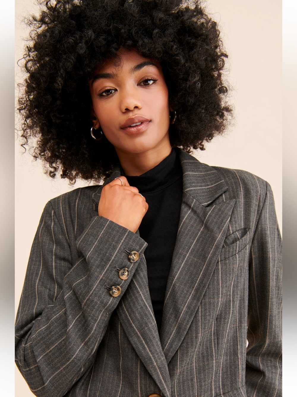 Free People Charlotte Grey Pinstripe Oversize Blazer Size S - Picture 4 of 4